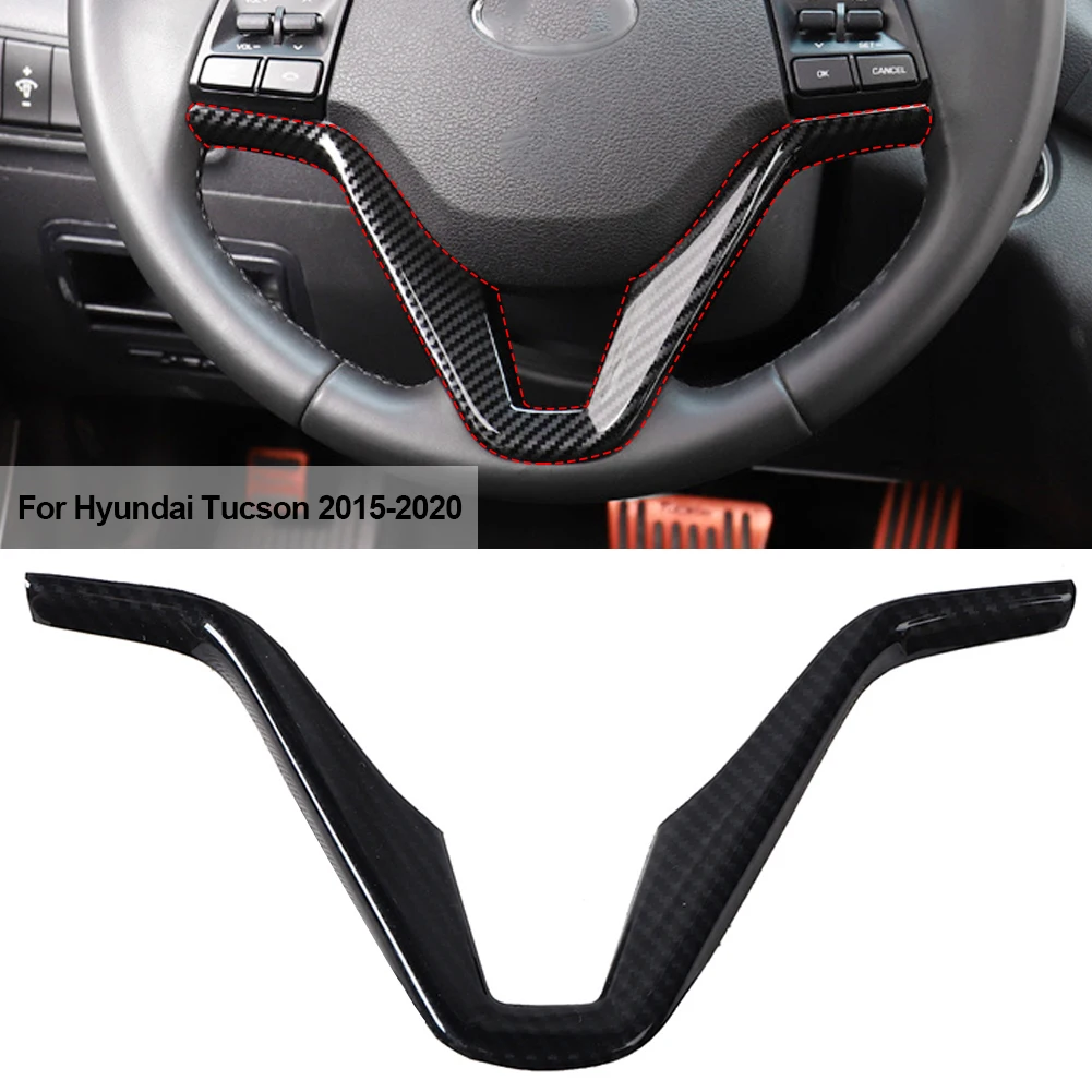 

Carbon Fiber Steering Car Wheel Cover Trim Interior Mouldings Strip Decoration for Hyundai Tucson 2016 2017 2018 2019 2020