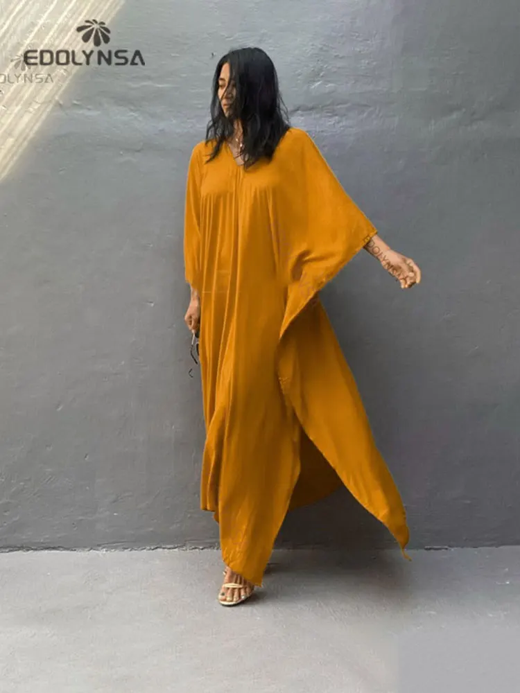 2022 белый однотонный комплект бикини накидки сексуальный V-образный вырез рукав 3/4