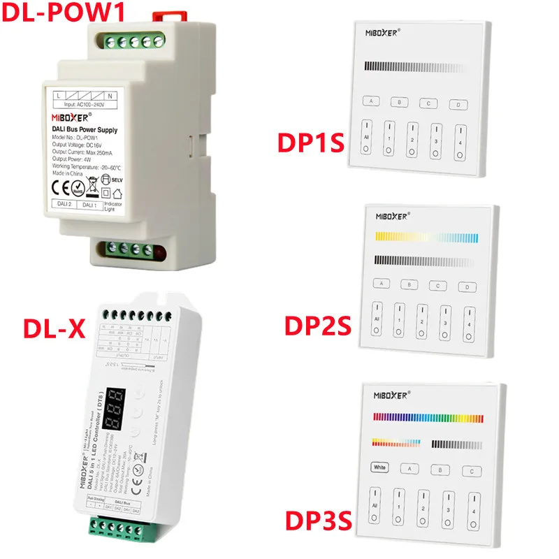 

DL-X DALI 5 IN 1 LED Strip Controller 12~24V dimmer support DT8 RGB/RGBW/RGB+CCT output mode Compatible with DALI Panel/DL-POW1
