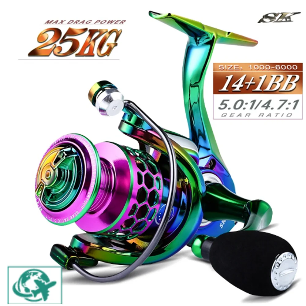 

THORNSLINE SK series 14+1BB Spinning Fishing Reel 1000-6000 10kg Max Drag Long shot reel Metal Spool Saltwater Reel CNC Rocker