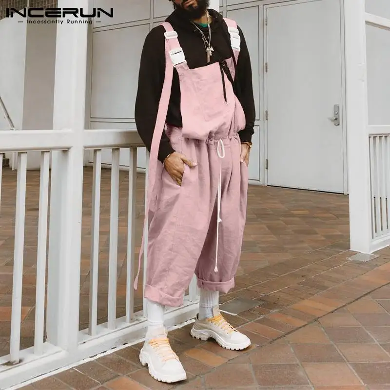 

Fashionable All-match Simple New Men Solid Comfortable Long Jumpsuits Stylish Male Leisure Baggy Straps Jumpsuits S-5XL INCERUN