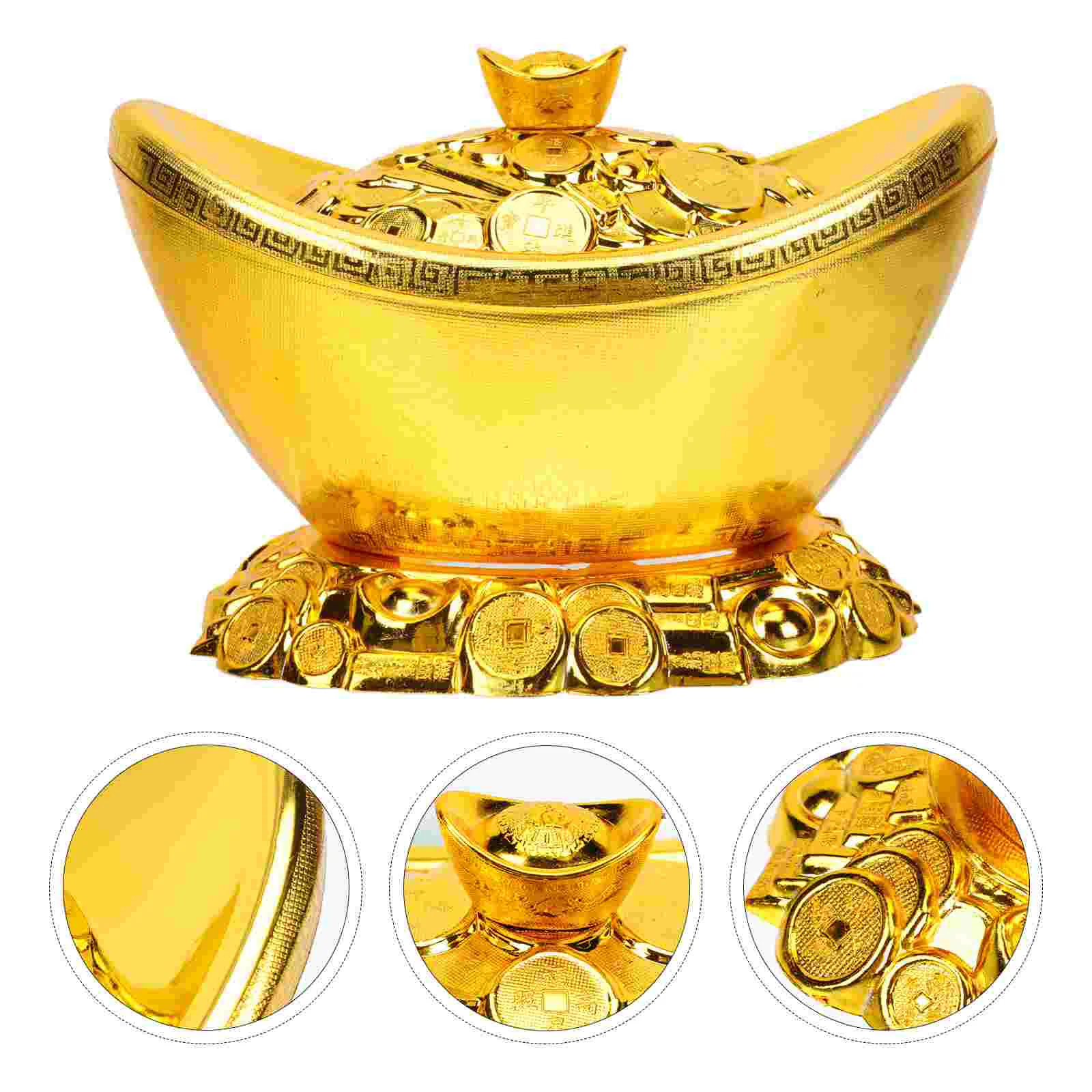 

Ingot Candy Box Living Room Decor Creative Birthday Gift Sweets Storage Container Statue Desktop Gold Ornament Plastic Office