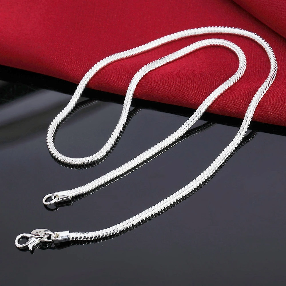 

1 PCS 925 Sterling Silver 3mm Snake Chain 16/18/20/24 inch Necklace for Women Fashion Men's Jewelry