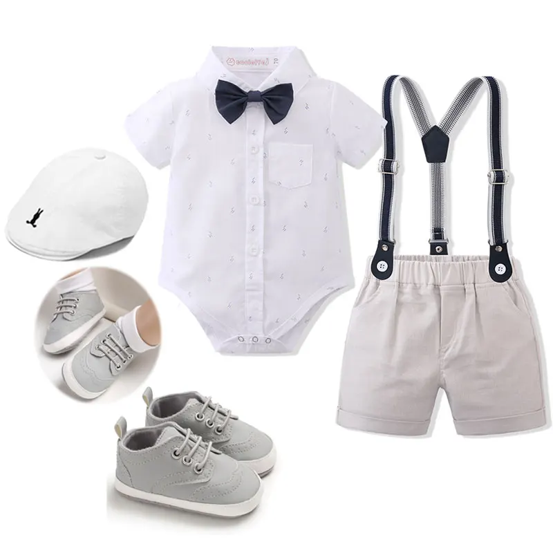 

Одежда для мальчиков джентльменов малышей 1 год для младенцев комбинезон с подтяжками брюки для свадьбы дня рождения