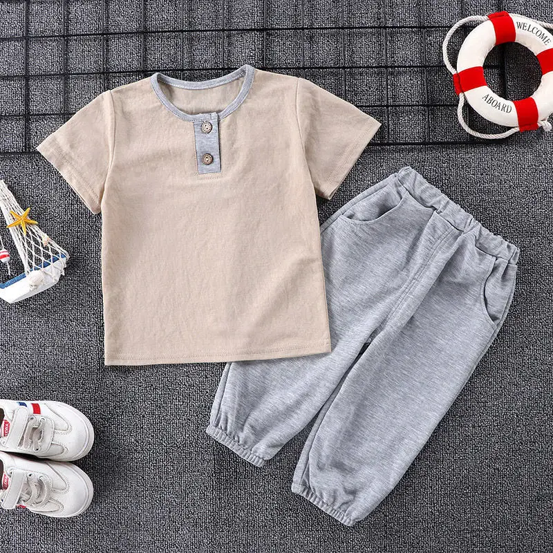 

Children's suits boys and girls short-sleeved summer clothes baby clothes children's pipa clothes bloomers suits 2022 new