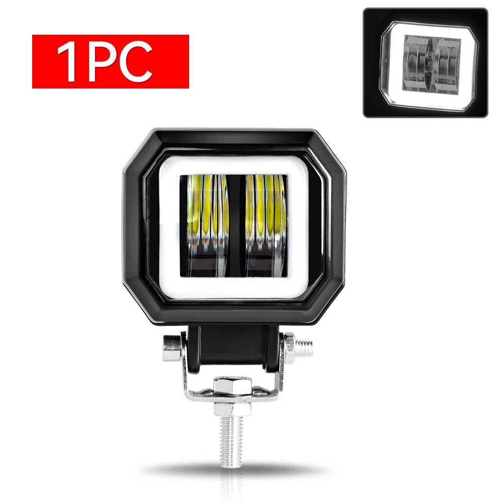 

3-дюймовая 20-ваттная Светодиодная Рабочая Фара Moto LED С Ангельскими Глазками, Точечный Прожектор Для Внедорожников, Пикапов