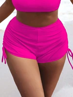 plus neon pink drawstring side bikini shorts