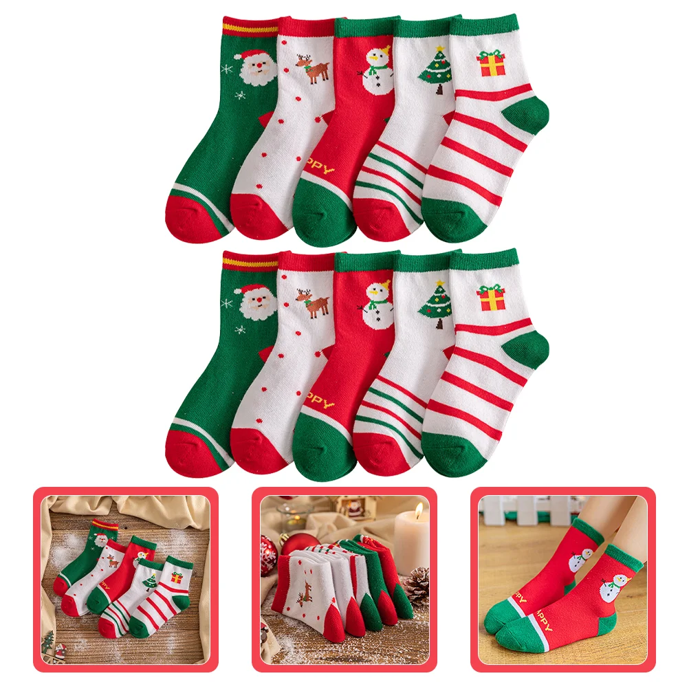 

5 Pairs Christmas Socks Children Socks Girls Socks Holiday Socks Girls Warm Socks