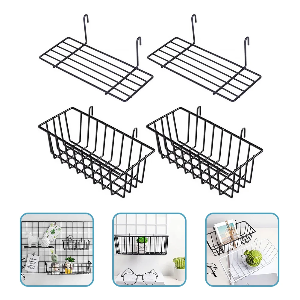 

Basket Wire Metal Organizer Wall Storage Hanging Bin Baskets Pegboard Cabinet Holder Fruit Steel Shelf Small Desktop Utility