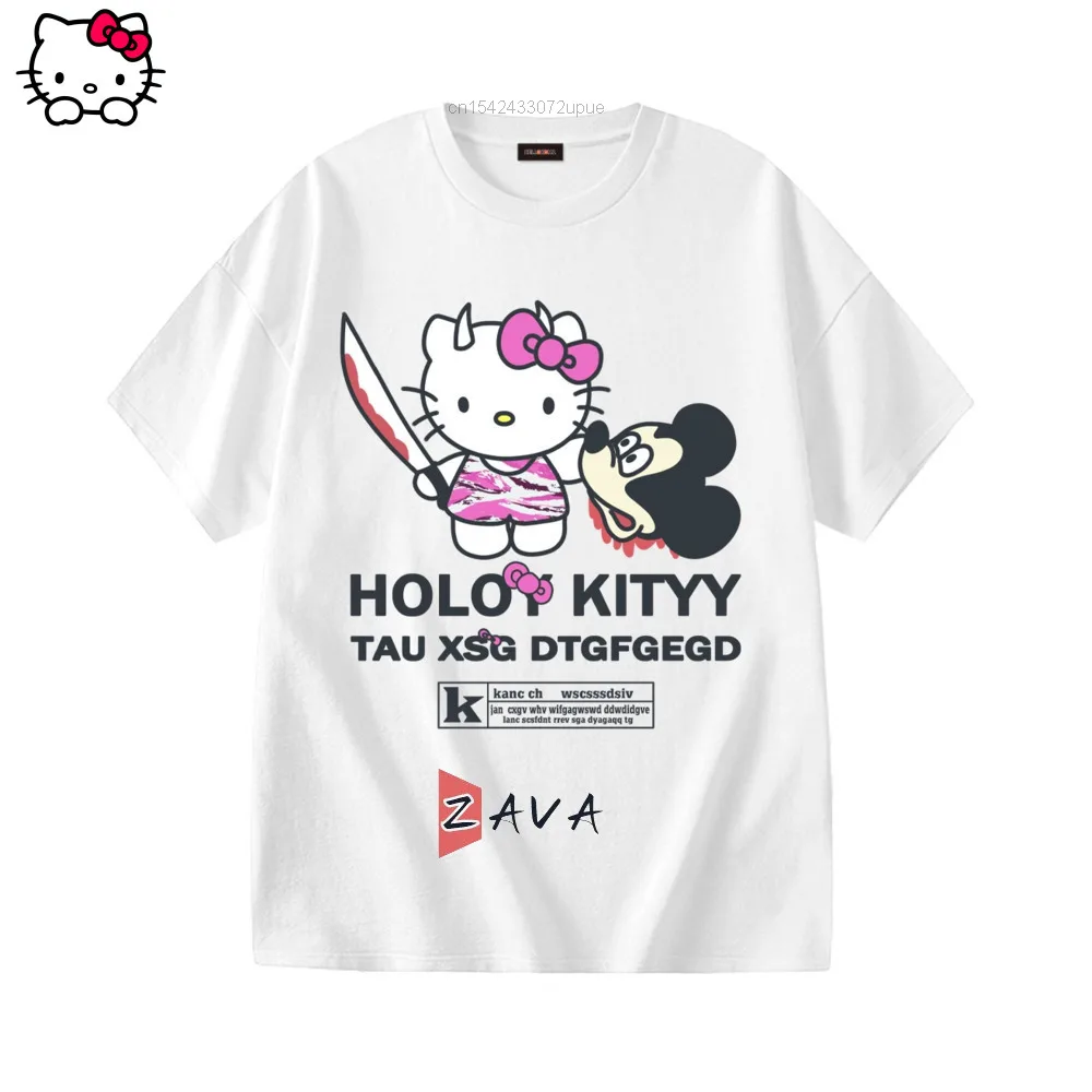 

Sanrio T-shirt Hello Kitty Kawaii For Women's Clothing Kpop Y2k Tops Fashion Tshirt Cartoon Aesthetic Trends Gothic Harajuku 90s