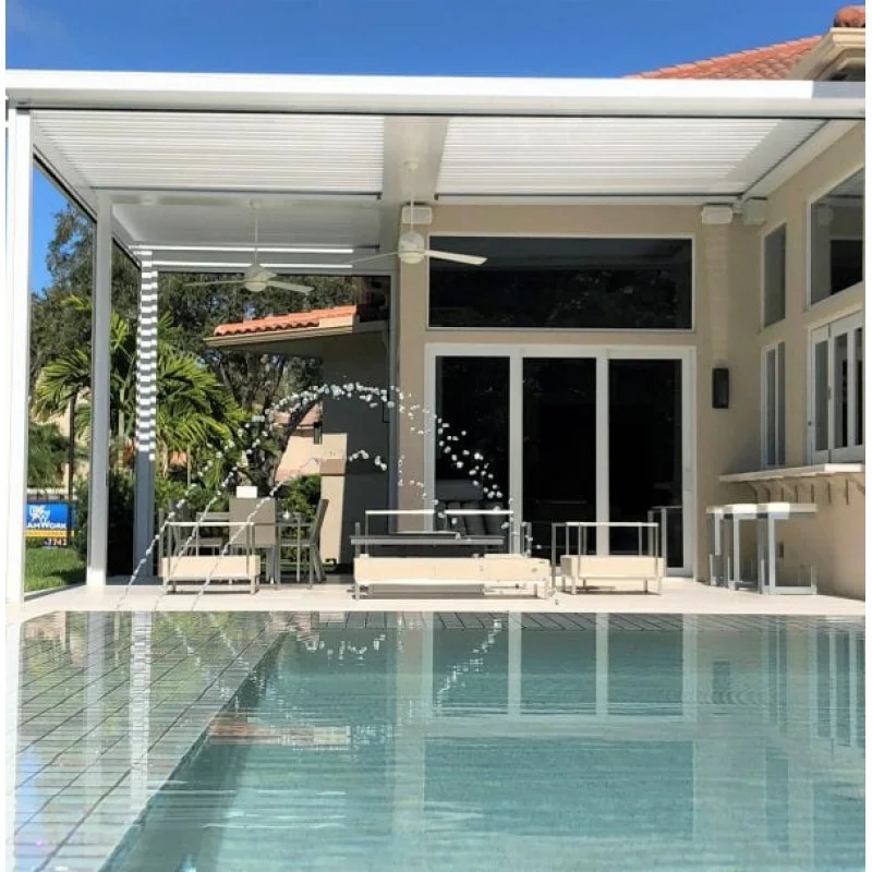 

Modern Outdoor Aluminum Louver Waterproof OEM Customized Pergola with led light