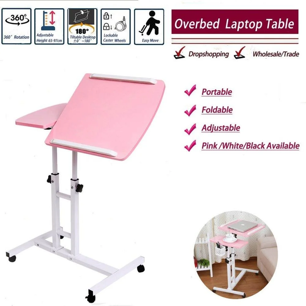 

Foldable Computer Table 64*40CM Adjustable Portable Laptop Desk Rotate Laptop Bed Table Can be Lifted Standing Desk