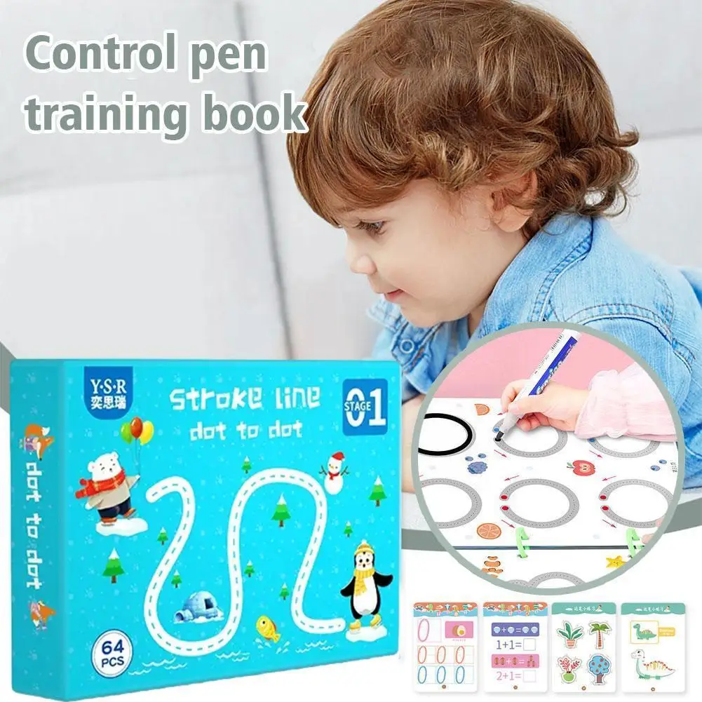 

128 страниц детская игрушка для рисования по методу Монтессори, ручка с контролем, форма спички, обучающая цветная игрушка для обучения матем...