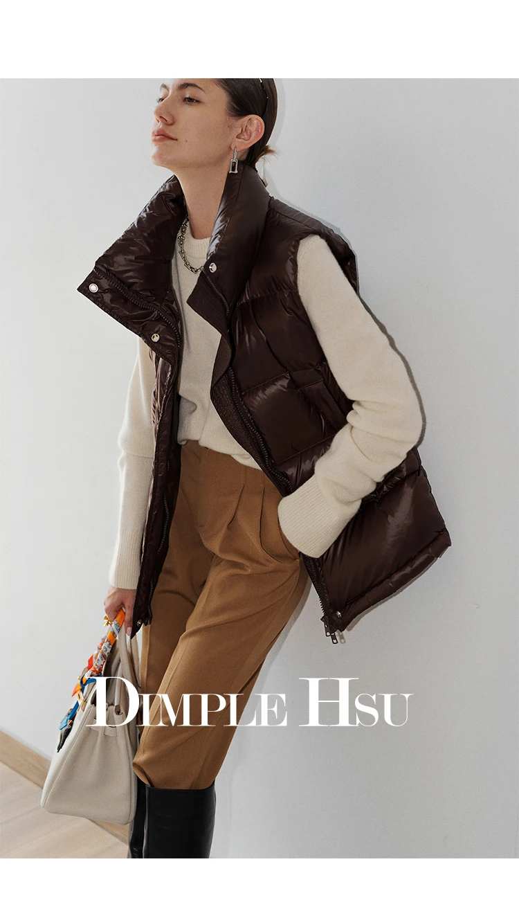 90% White Goose Down Jacket and Coat  Vest Women New Warm Winter Sleeveless 100g-150g High Street Casacos De Inverno Feminino