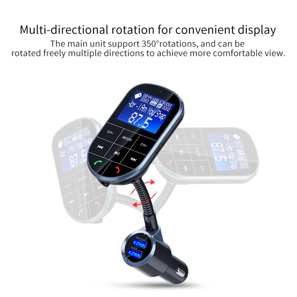 

1PC Bluetooth LCD Display Handsfree Dual USB Modulator Transmitter for Car