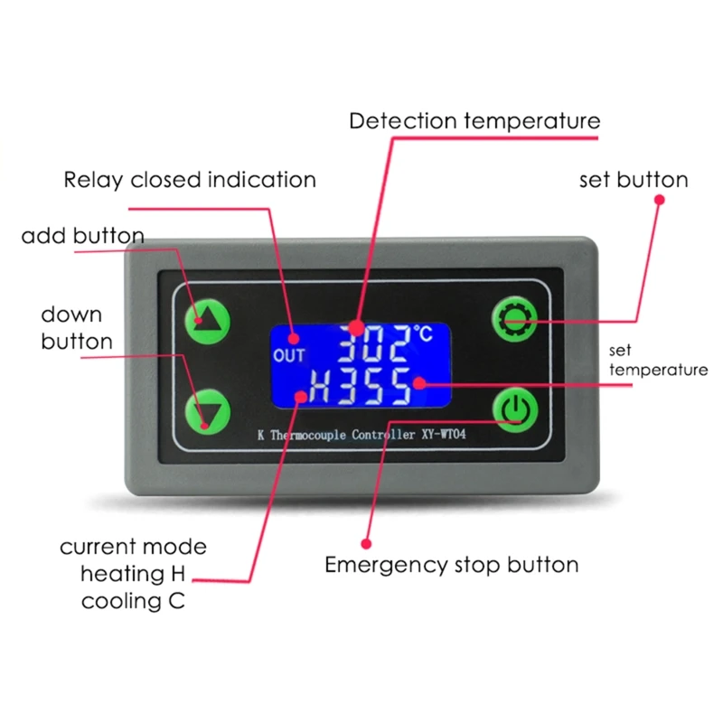 

67JA Smart Thermostat Easy Operation DC 6-30V -99~999℃ w/ High Low Temperature Alarm