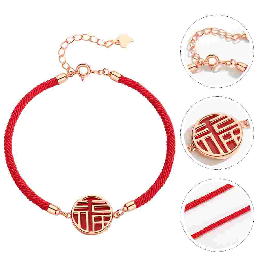 

Party Bag Wrist Chain Decor Decorative Fu Character Bangle Fashionable Jewelry Accessory