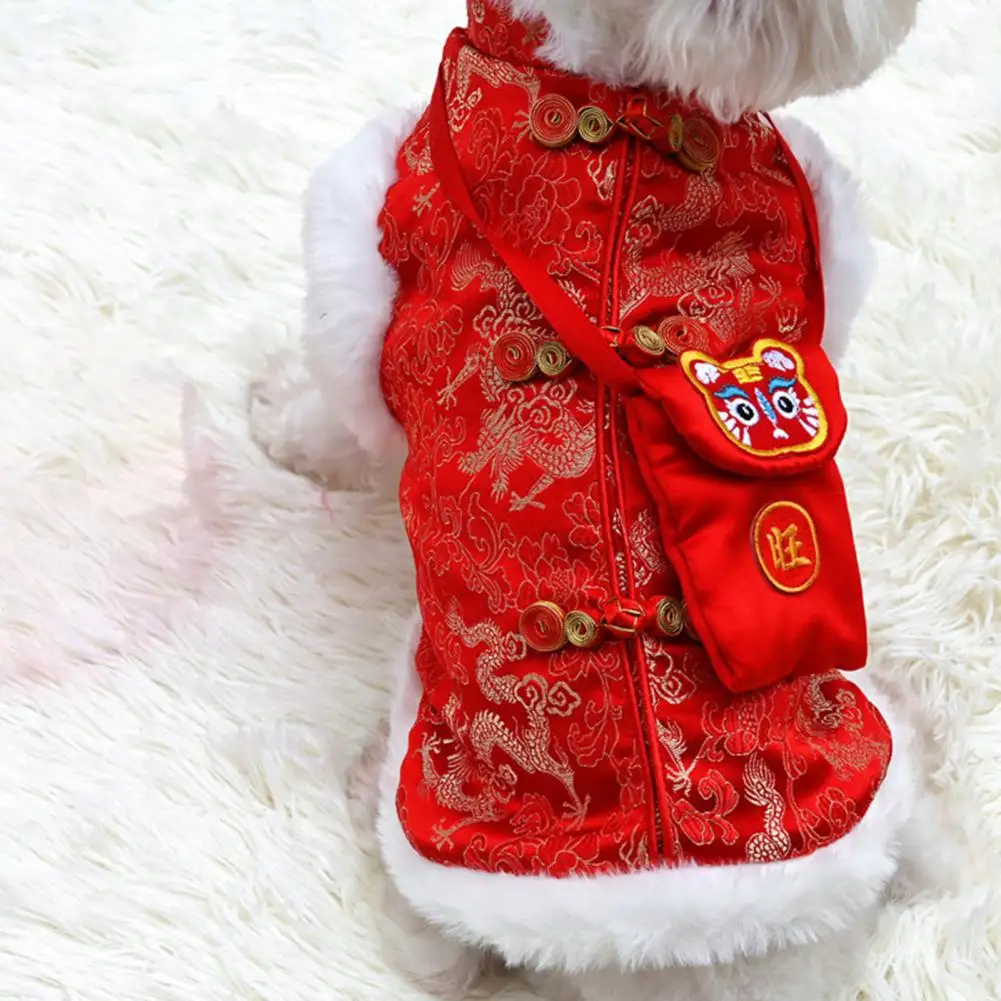 

Functional Pet Tang Suit Elastic Pet Cotton Clothing Festive Chinese Style Pets Clothes Keep Warm