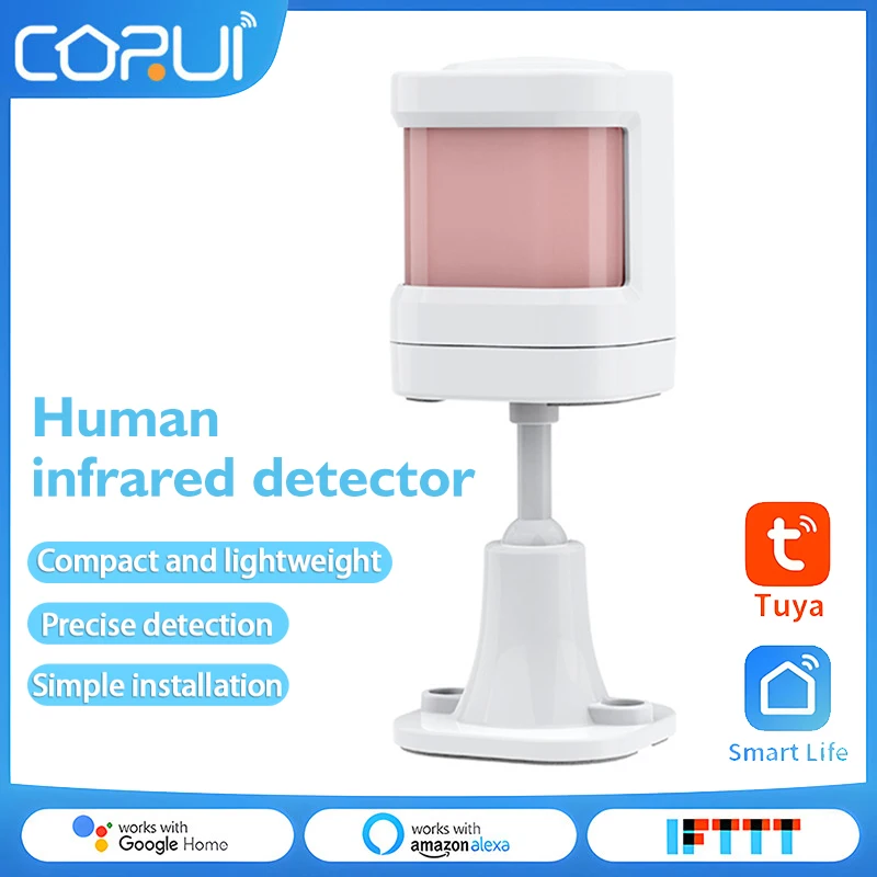 

CORUI Anti-pet Human Body PIR Motion Sensor Wireless Tuya Alarm System 433Mhz Security Infrared Detector Building Automation