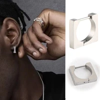 trendy geometric stud earrings for men women hip pop square triangle stainless circle titanium steel hoop earring ear jewelry