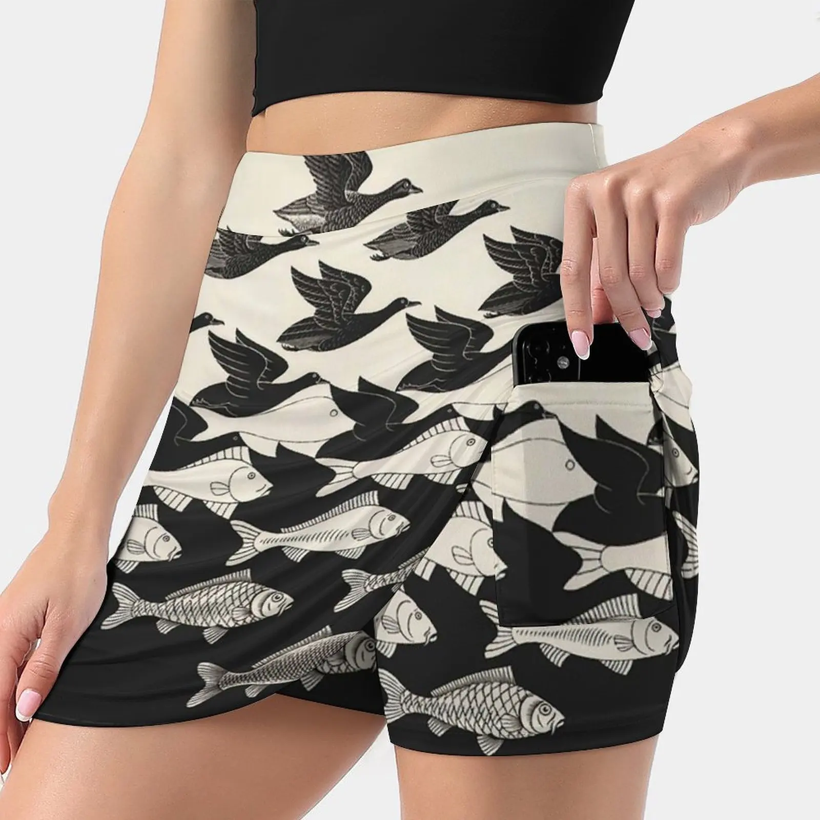 

Sky And Water I-Maurits Cornelis Escher Women's skirt Sport Skort Skirt With Pocket Fashion Korean Style Skirt 4Xl Skirts