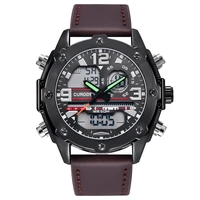curdden brand chronograph watch men fashion leather band dual time sports multifunction military digital clock montre homme 2022