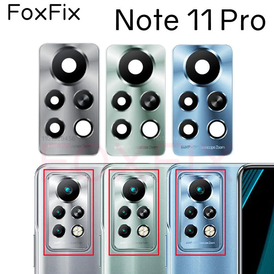 

Стекло для задней камеры FoxFix для Infinix Note 11 Pro, зеркальный объектив камеры, замена стеклянной крышки + клейкая наклейка Note11 Pro X697