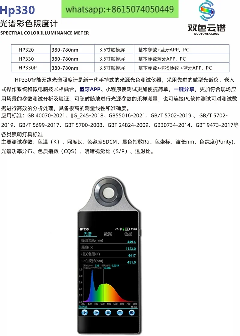 Спектральный цветной измеритель освещенности HP330