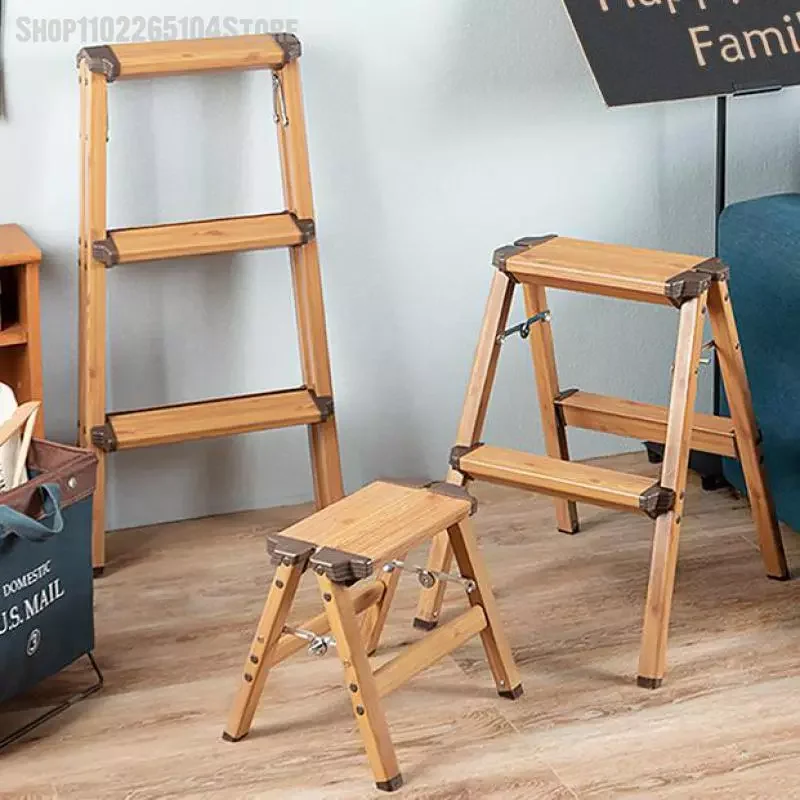 

Japanese Household Folding Step Ladder Multi - Function Thickened Aluminum Alloy Rack Ladder Stool Three - Step Shelf