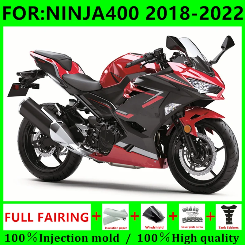 

Полный комплект обтекателей для мотоцикла, подходит для Ninja400, EX400, EX, Ninja 400, 2018, 2019, 2020, 2021, 2022, 2023, комплект обтекателей для кузова, красный, черный