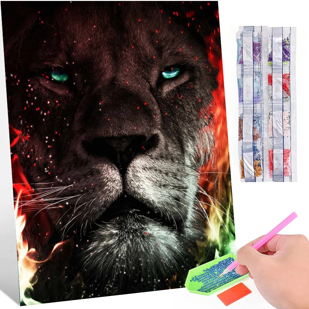 

5D DIY полностью квадратная круглая Алмазная вышивка Diy алмаз живопись ремесло украшенная гостиная хороший подарок черный Лев