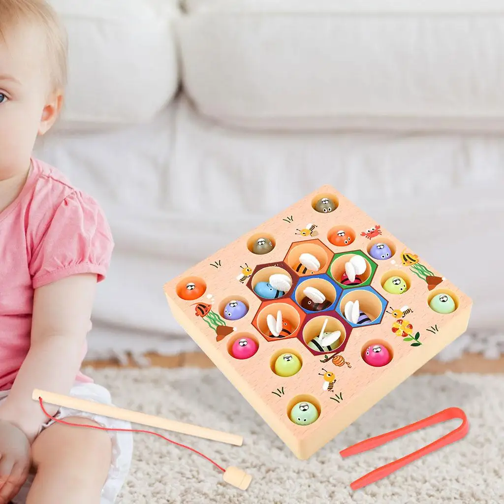 

Wooden Fishing Game Toy Educational Toys Clip Beads Kids Playset Presents