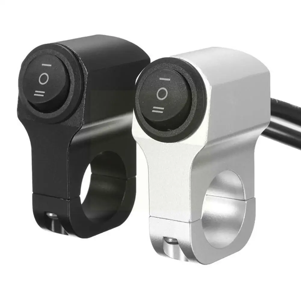 

7/8in Motorcycle Handlebar Headlight On/off Switch Black Scooter 2-wire Alloy Switch Aluminum Retro Atv Spotlight Fog 12v L B4u3