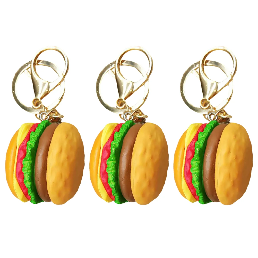 

Key Burger Keychain Resin Keychainshanging Ring Chain Unique Holder Pendant Propsfast Pendants Keyring Mini 3D Cheeseburger