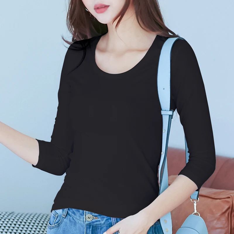 Футболка женская с рукавом 3/4 96% хлопок и 4% спандекс сезон весна-лето