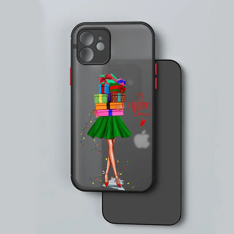 Christmas and New Year gift Matte Phone Case For iPhone 14 Pro 11 13 Pro Max 12 mini XS XR 6S 8 7 Plus Fashion girl Cover Fundas