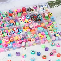 50pcs mix polymer clay heart fruit bohemian soft pottery loose spacer beads for needlework jewelry making diy bracelet necklace