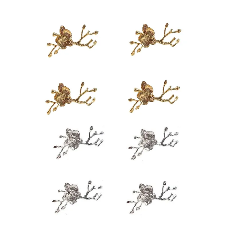 

4Pcs High-Grade Gold Plum Napkin Ring, Hotel Ornaments In Continental