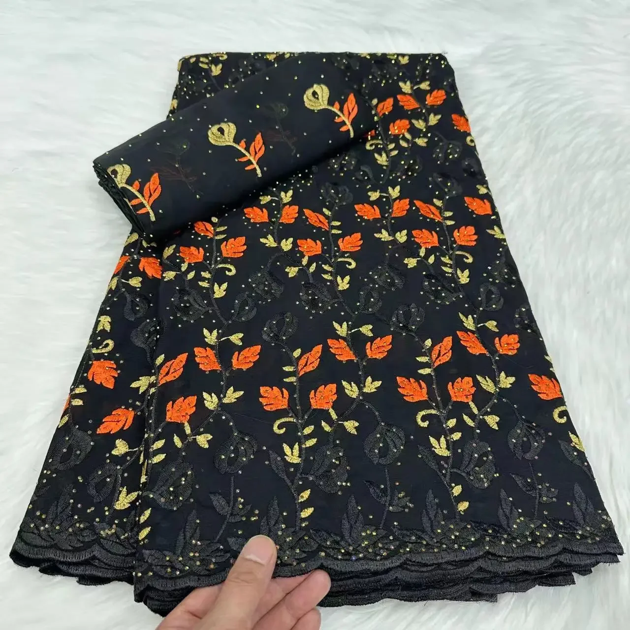 5 + 2 ярда черная австрийская кружевная ткань Brode 2024 высококачественная хлопковая