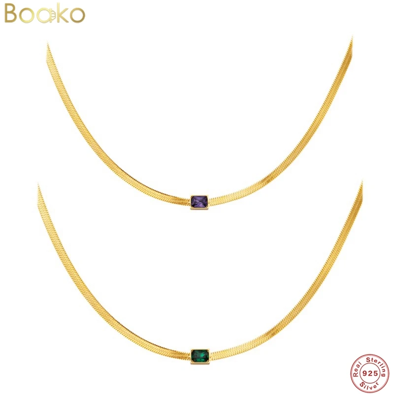 

BOAKO 925 Sterling Silver New Trendy Fashion Unisex Snake Chain Women Necklace Choker Chain Necklaces For Women Jewelry collars