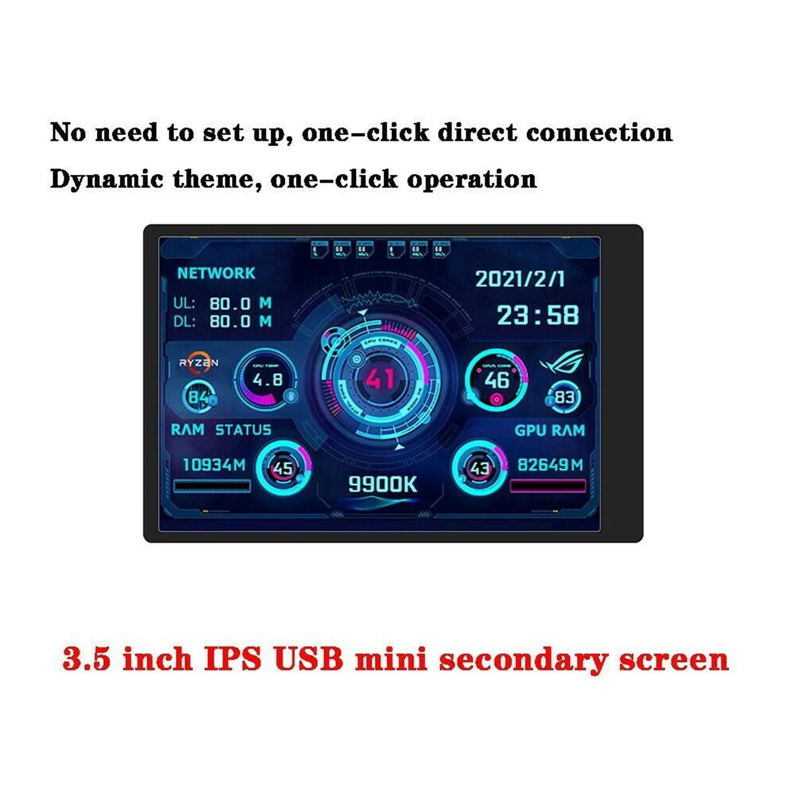 

3.5in IPS Screen Monitor Type C Secondary Mini IPS Monitor Computer Free of AIDA64 IPS Full Viewing Angle Electrical Instruments