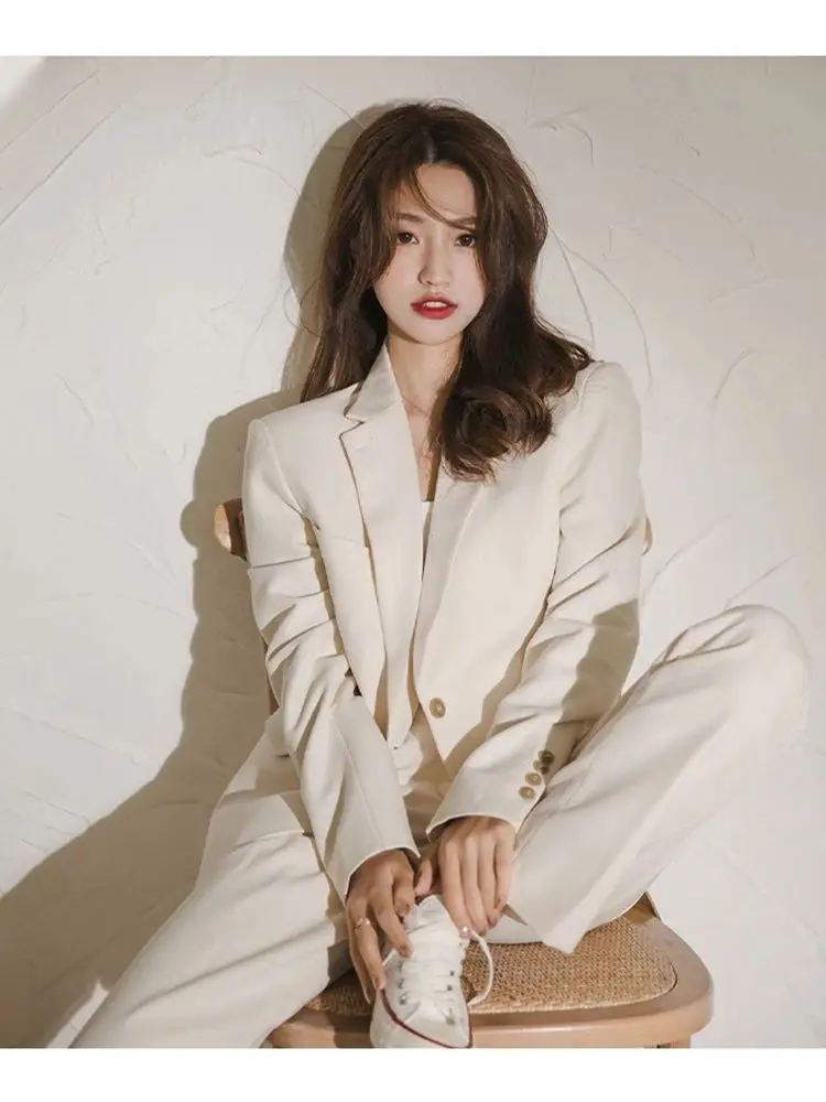 

Spring Summer Female Offical Lady Women Blazer Suit 2 Piece Set Fashion Pantsuit New