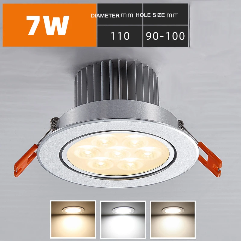 

7W Dimmable LED COB AC85-265V Spotlight Ceiling Lamp 7W 9W 12W 15W Aluminum Embedded LED Downlights Round Led Panel Light
