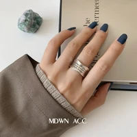 korean fashion s925 silver wave pattern ring woman retro hong kong style letter open ring temperament index finger jewelry trend