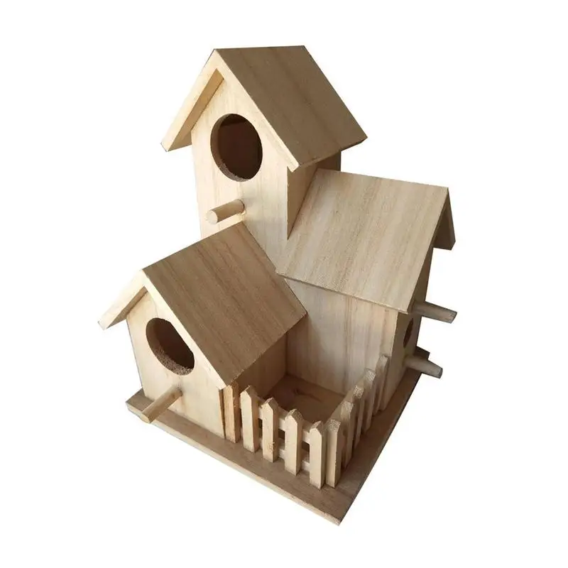 

Деревянные птичьи домики, деревянный домик с 3 отверстиями, птичье гнездо для покраски, миниатюрные кормушки для птиц, для украшения поделок...