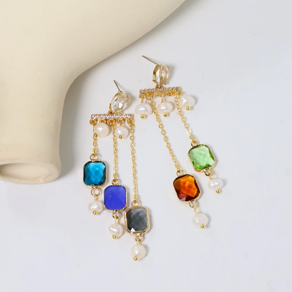 Серьги из 5 цветов с натуральным пресноводным жемчугом роскошные модные