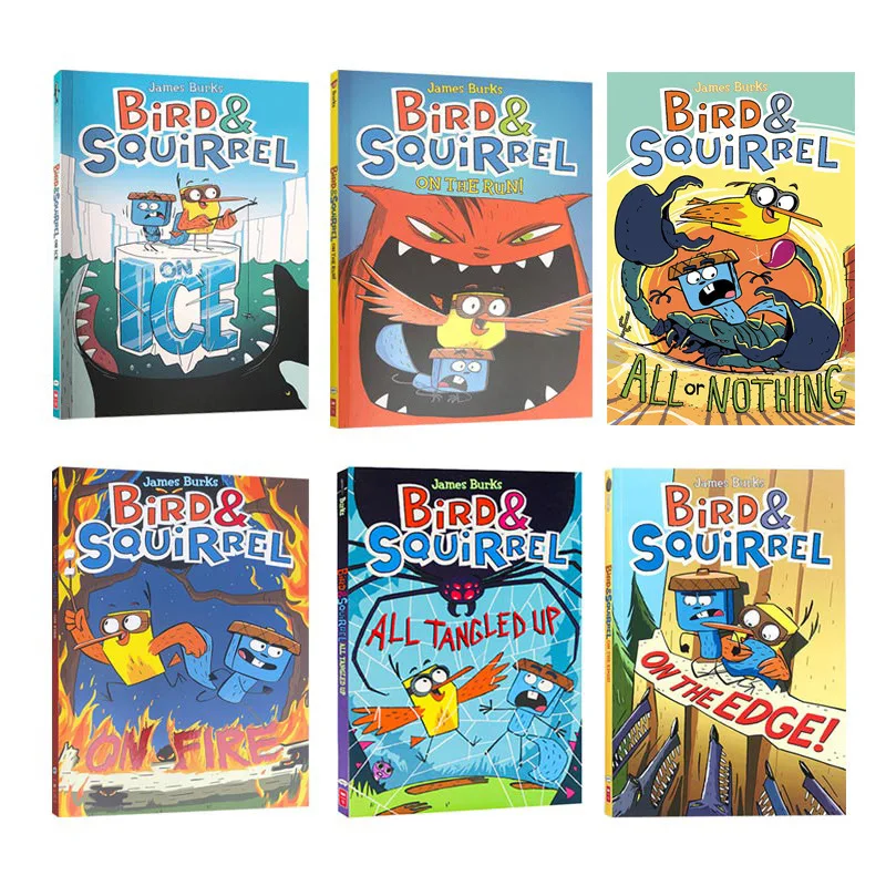 6 Books/Set Bird &  Squirrel On The Run English Full Color Comics Children Interesting Storybook Children's Enlightenment Book