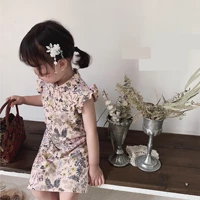 2022 summer baby dresses chinese style cheongsam for girls dress for children short sleeve dress girls floral princess dress
