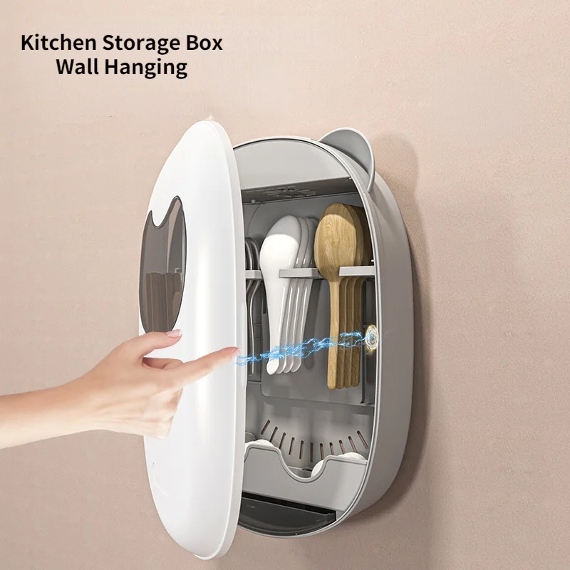 

Wall Mounted Knife Fork Basket Storage Rack Household Drainage Rack Household Storage Box Luxury Lareg Capacity Kitchen Home New