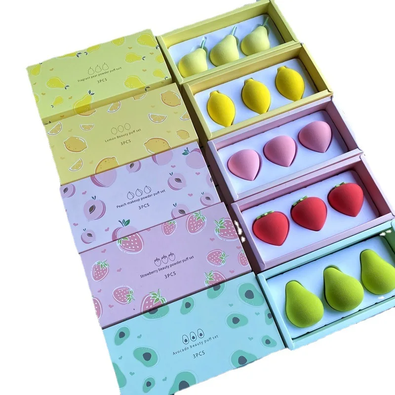 

Ultramo Friute Makeup Egg Set Non-latex Strawberry Peach Lemon Makeup Sponge Puff Mango Beauty Egg Set Avocado Puff Gift Box